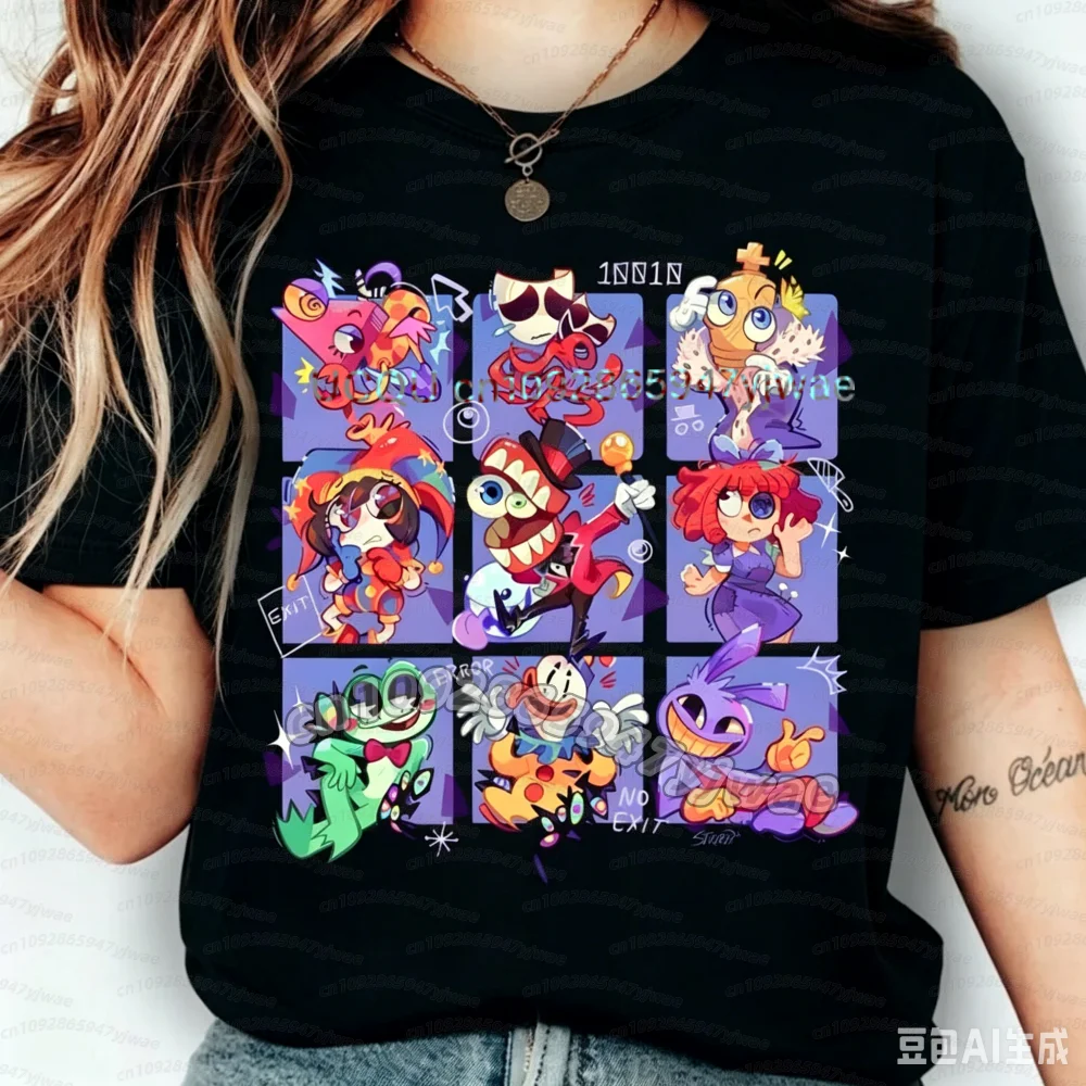 2026 Damen THE AMAZING DIGITAL CIRCUS Pomni Print Kurzarm Cartoon Plus Size Baumwolle Kinder Jungen Mädchen Eltern-Kind T-Shirt – Detail 9