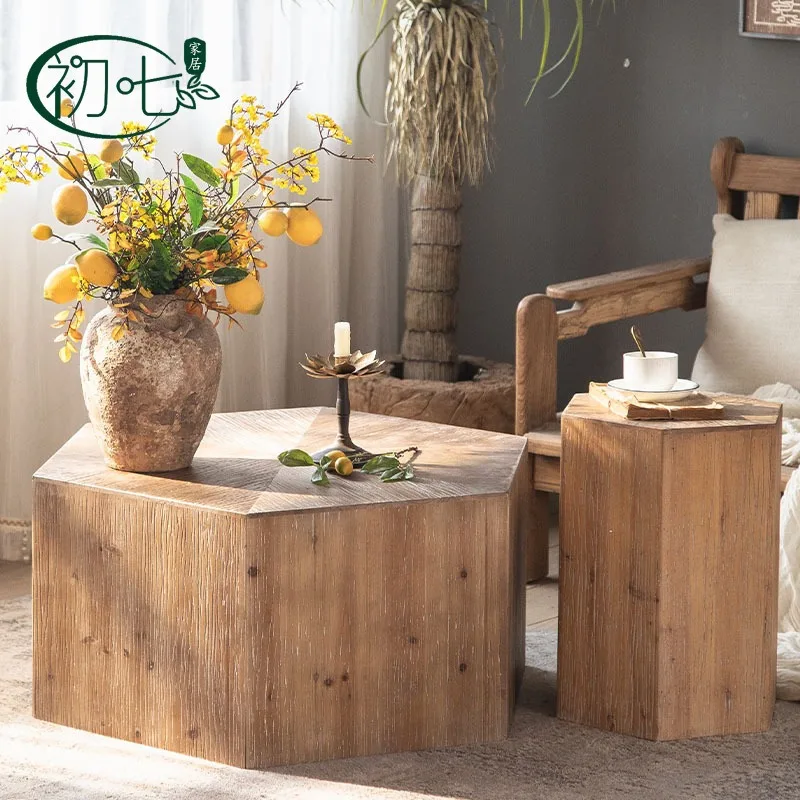 Internet celebrity small apartment sofa corner few bed and breakfast bedroom bedside few simple solid wood home coffee table ret