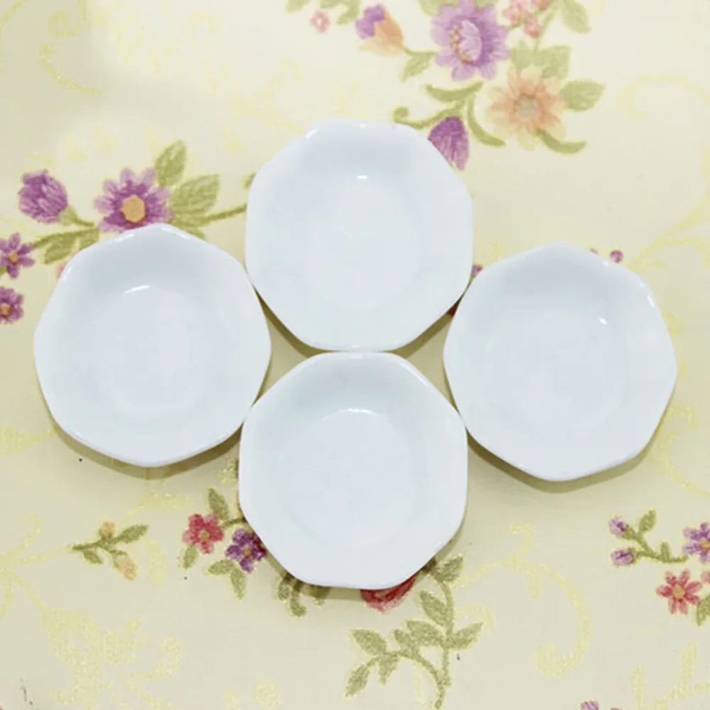 

4Pcs 1/12 Doll House Miniature Ceramic Food Plate Simulation Kitchen Disk Model Toys for Mini Decoration Dollhouse Accessories