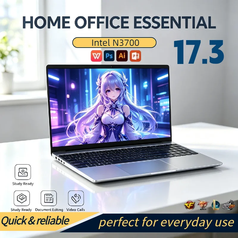 Intel N3700 17.3 Inch Notebook 32GB RAM 2TB Solid State Drive Fingerprint Unlock FHD Screen High Performance Work Gaming Pro Max