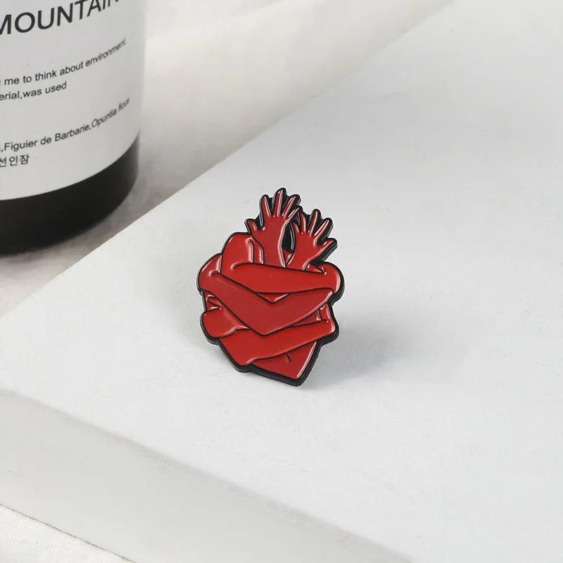 Anatomical Heart Enamel Pin Brooch Medical Organ Diagram Labeled Heart Badge Gothic Nurse Doctor Jewelry Gift For Friends view 3