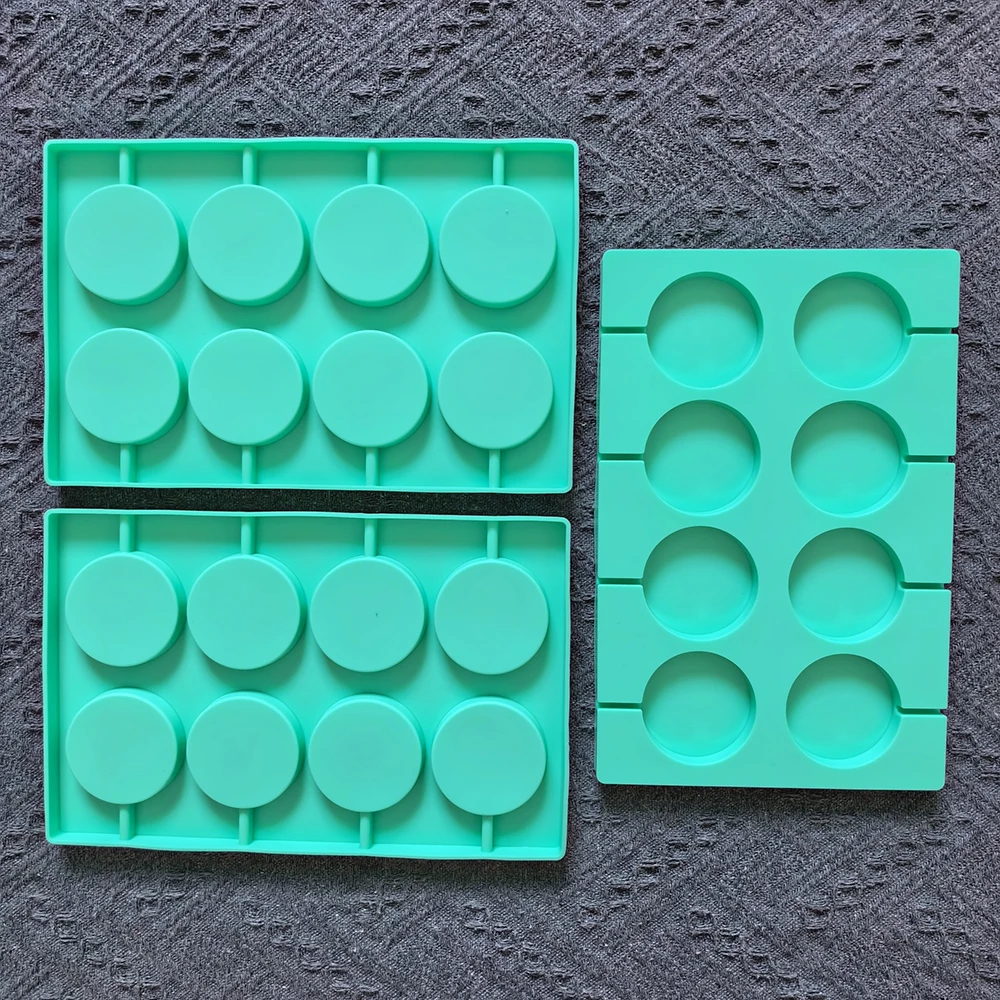 1 قطعة 8-تجويف مصاصة دائرية الشوكولاته الخبز كوكي قالب من السيليكون DIY بها بنفسك الشوكولاته الحلوى بودنغ كعكة زينة زخرفية