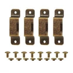 4PCs Vintage Metal Tape Measure Clips Leather Tool Waist Pocket Bag Hanger Carrier Pocket Bag Clip Holder with 8 Rivets
