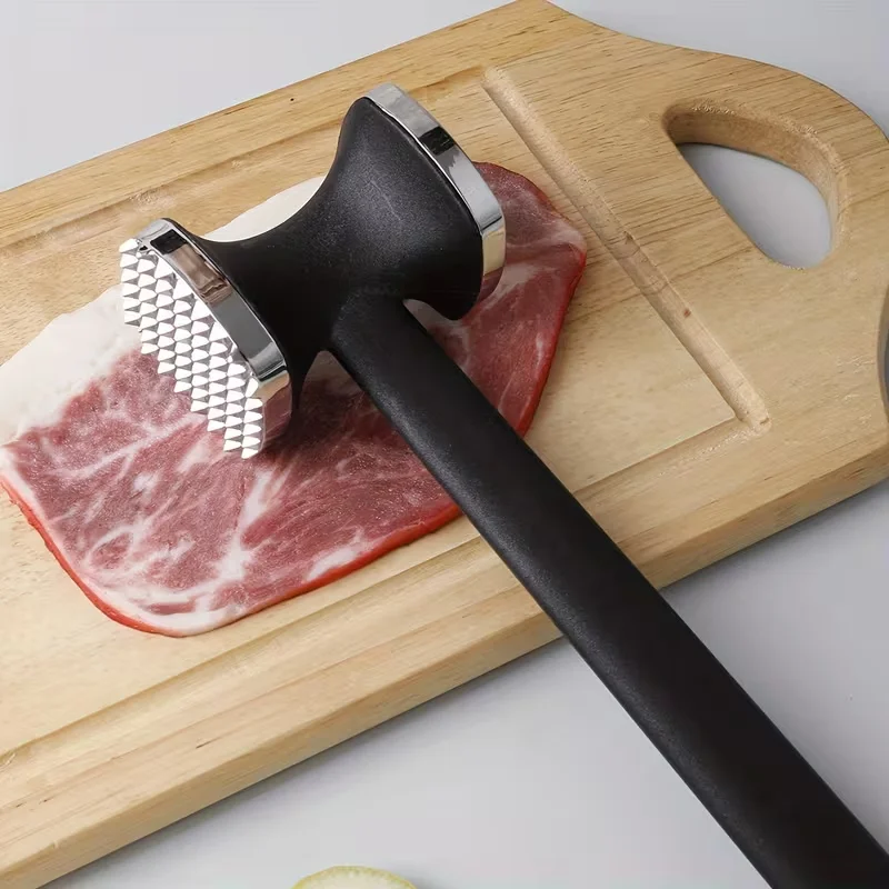 1 piece of zinc alloy meat hammer - heavy-duty kitchen tender meat hammer with rubber grip, stainless steel head, easy to strike