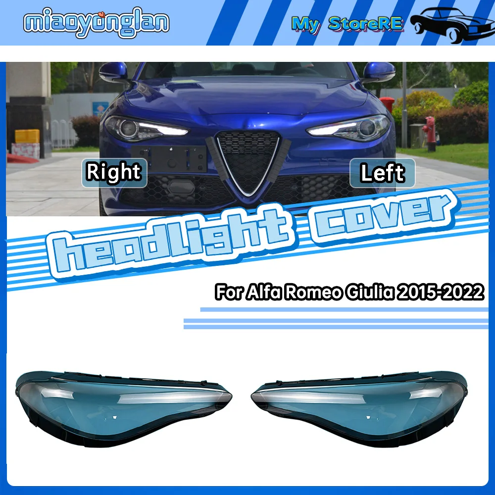 For Alfa Romeo Giulia 2015-2022 Headlamp Lamp Cover Headlight Shell Transparent Mask Lens Plexiglass Replace Original Lampshade