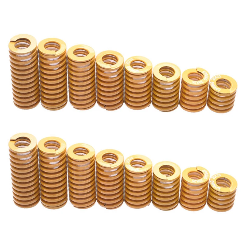 Creamily 2Pcs Small Load Mold Spring Yellow Compression Spring Steel Outer Diameter 8-60mm Inner Diameter 4-30mm Length 20-100mm