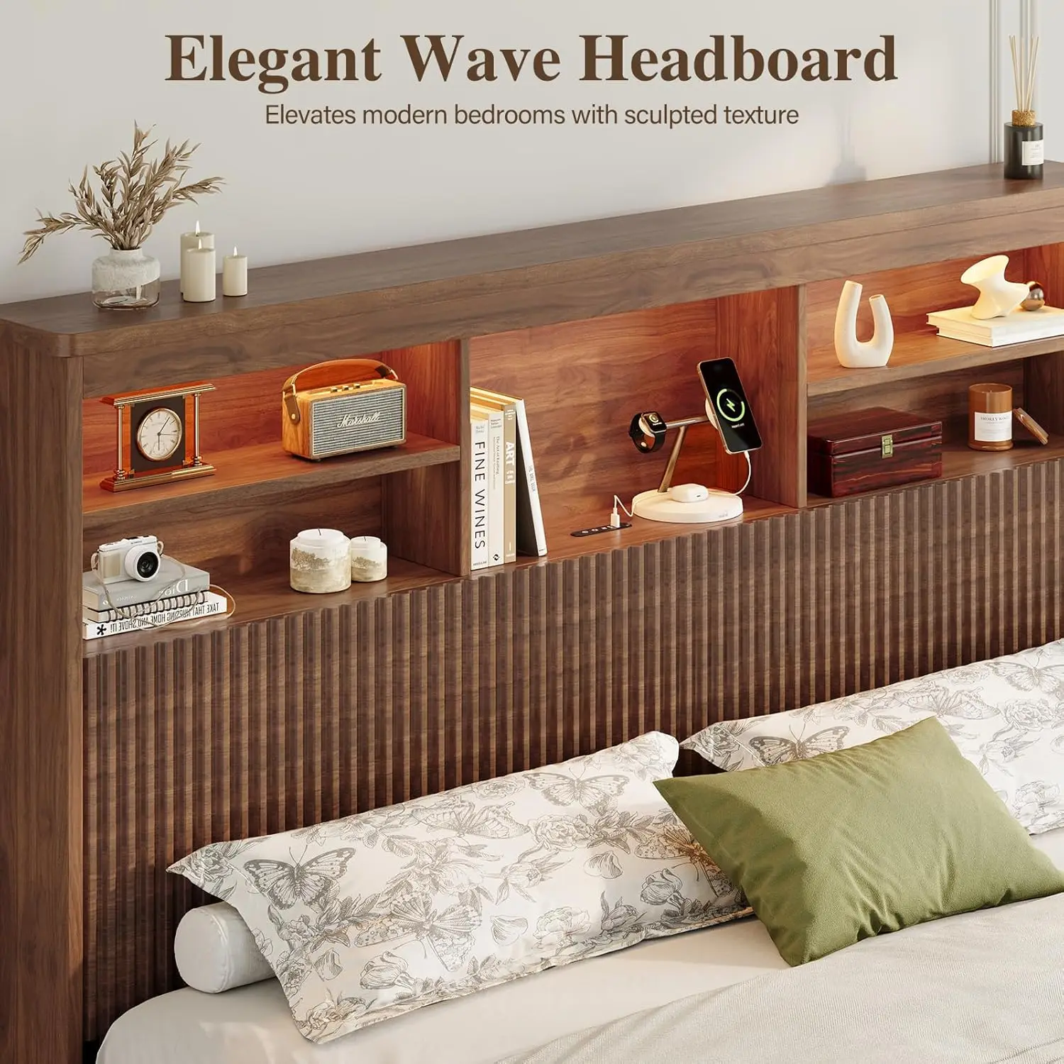Queen Size Bed Frame and Tall Headboard & Storage, Metal Platform Bed Frame with 4 Storage Drawers, Queen Bed Frame, Customized - view 3