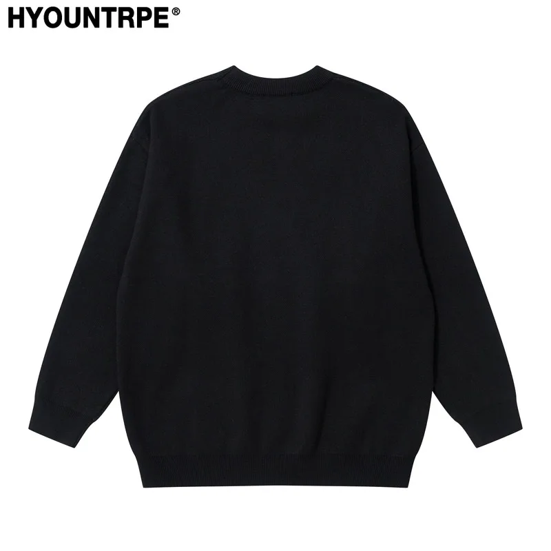 Mens Anime Sweater Knitted Pullovers Casual Long Sleeve Loose O Neck Warm Cotton Harajuku Sweaters New Design Jumpers Knitwear