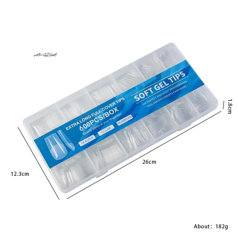 600個入り ショートアーモンド ソフトジェルネイルチップ フルカバー 付け爪 アクリルネイル マニキュア サロン ホーム プレスオンネイル