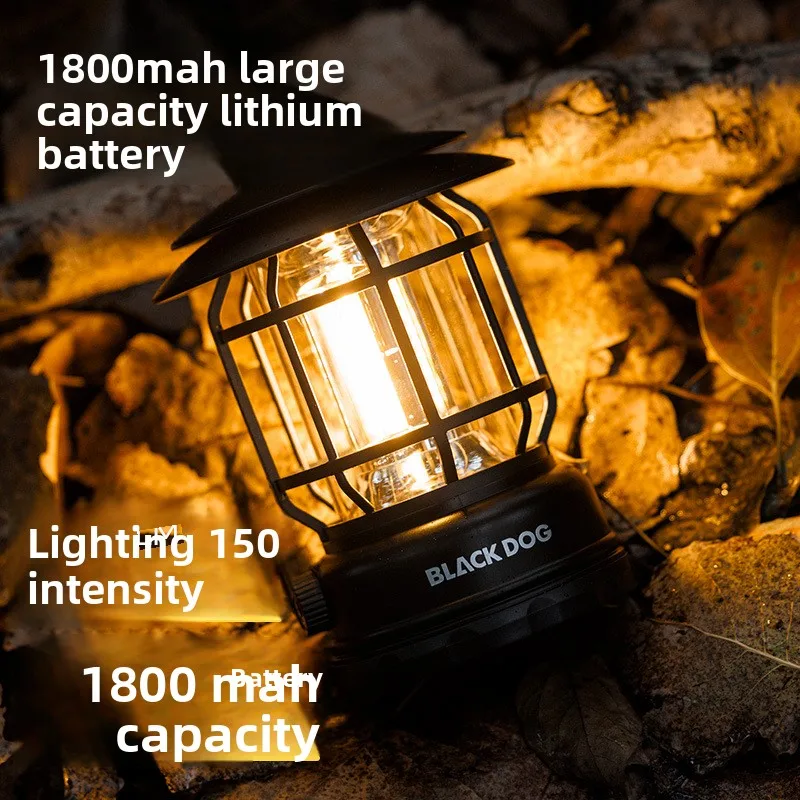 

Светодиодный фонарь Blackdog для кемпинга, ручной, с бесступенчатой регулировкой яркости, крючок для дома, походов, рыбалки, ночных прогулок, быстрая зарядка Type-C