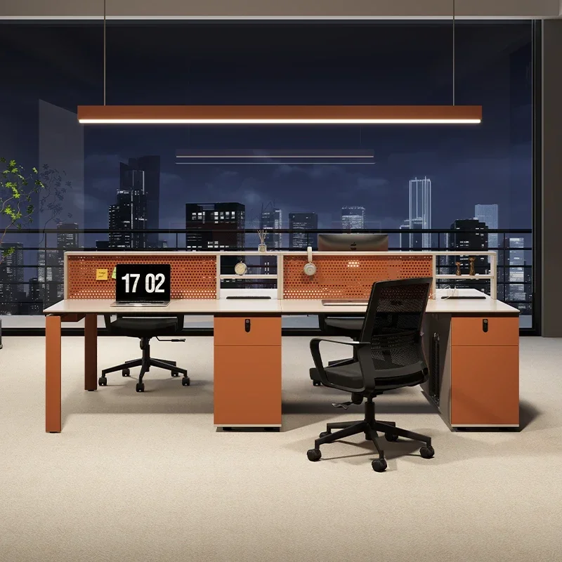 Staff office desk and chair four-person simple modern combination screen six-station four-person booth office desk