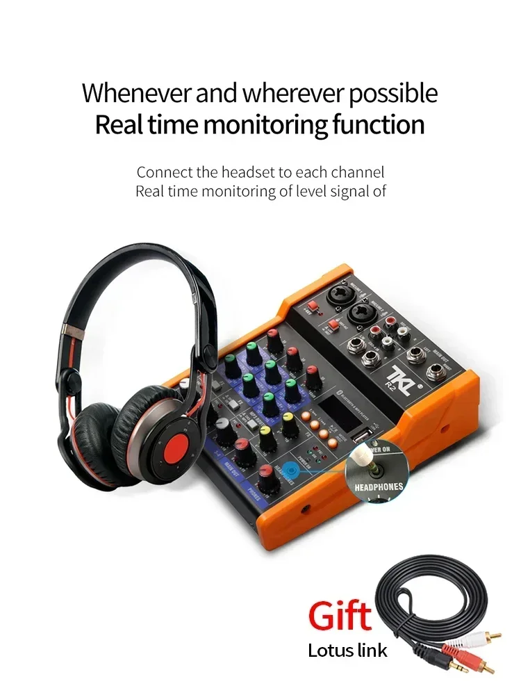 الولايات المتحدة. الاتحاد الأوروبي جهاز مزج الصوت UHF ميكروفون بلوتوث جهاز مزج الصوت USB DJ الصوت خلط وحدة التحكم 4 قناة 48 فولت الطاقة الوهمية