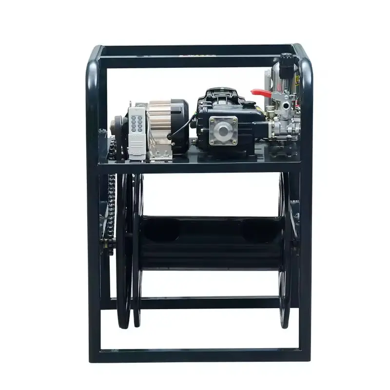 360 degree rotation of one-button start sprayer, with automatic reel function