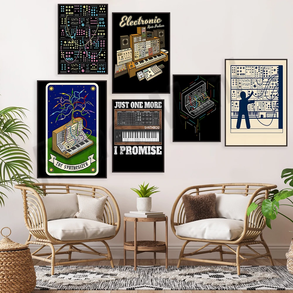 Electronic music, modular synthesizer poster, synth lover gift, wall art decoration poster, canvas print