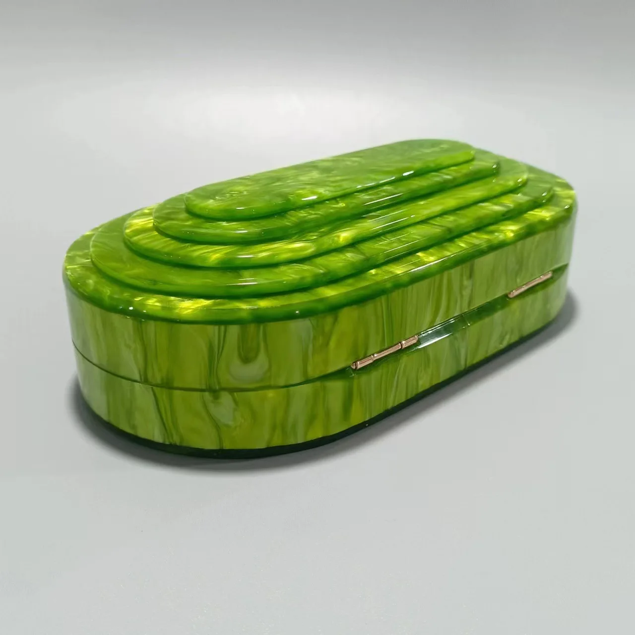 Lady Lemon Green Marble Acrylic Box  Wedding Gems Evening Purses Women Luxury Clutch Purse Party Clutches Bridal Minaudiere Oval