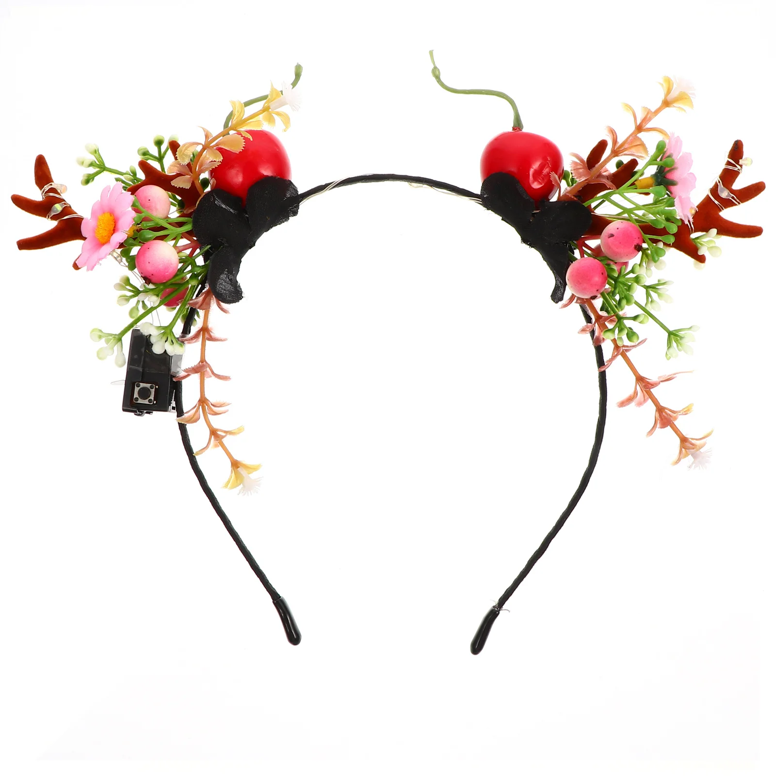 

Antler Berries Christmas Flower Headband Colorful Light Exquisite Design Durable Safe Party Festival Photography Accessory