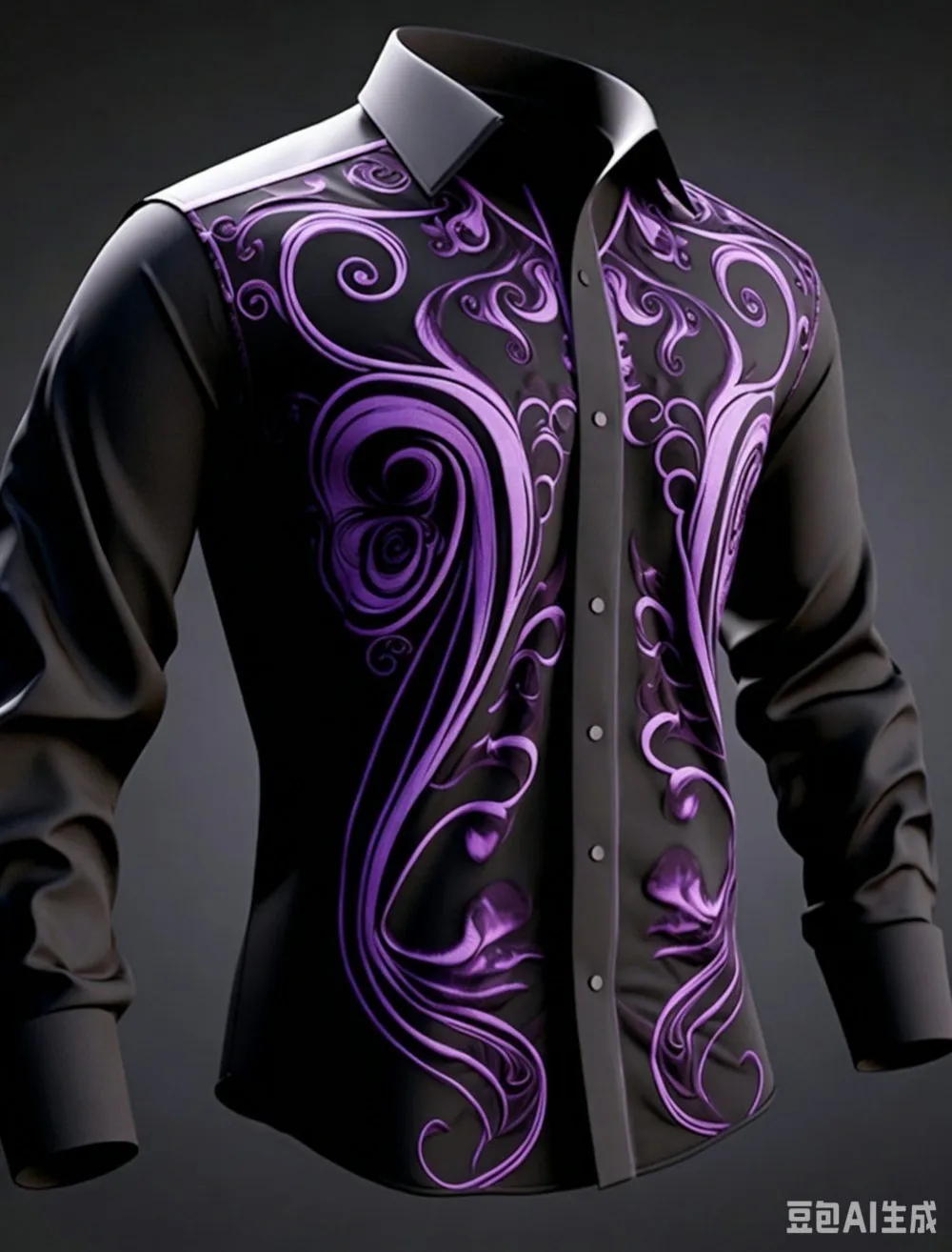 Men Trendy Long Sleeve Turn‑down Collar Shirt Paisley Print Button‑Up Casual Top Club Wear