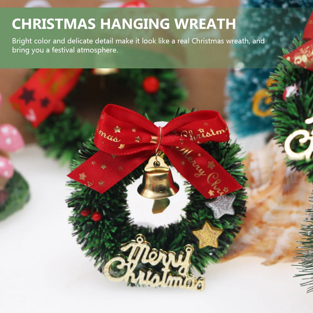 10 Pcs Christmas Wreath Tree Wreaths Hanging Decorations Miniature Garland Simulated Furniture Ornament Toy