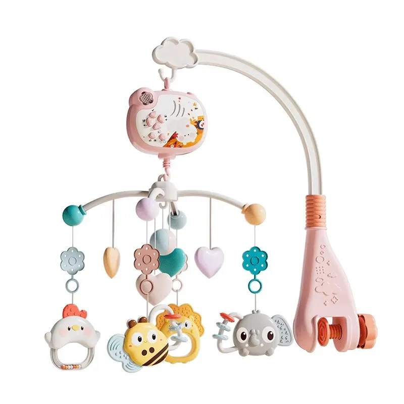 Bebê sensorial musical móvel controle remoto cama do bebê sino brinquedos rotação automática 360 musical e jogar projetor para o bebê