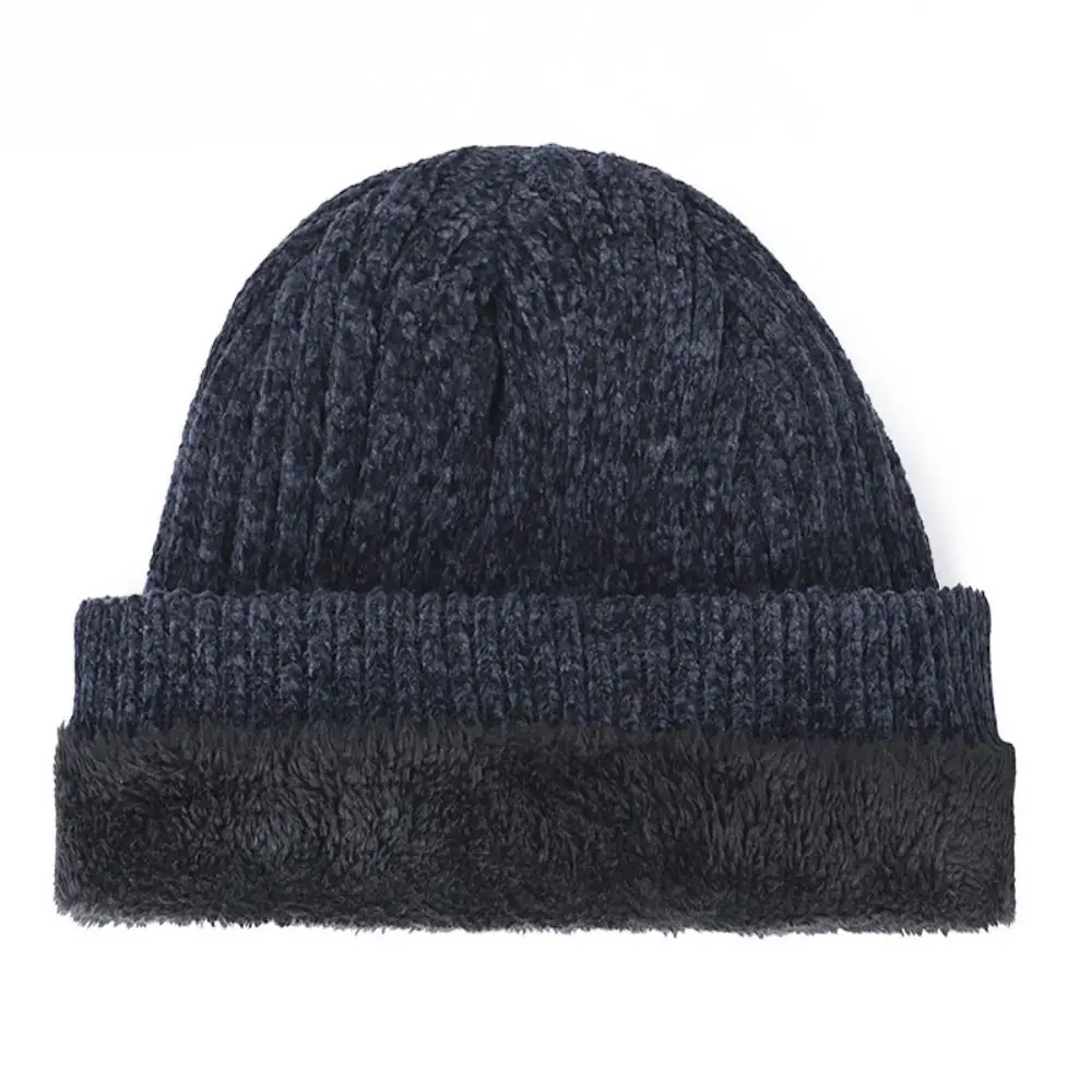 Soft Men\'s Winter Knit Hats New Comfortable Outdoor Riding Beanies Cap Keep Warm Stretch Cuff Knitted Cap