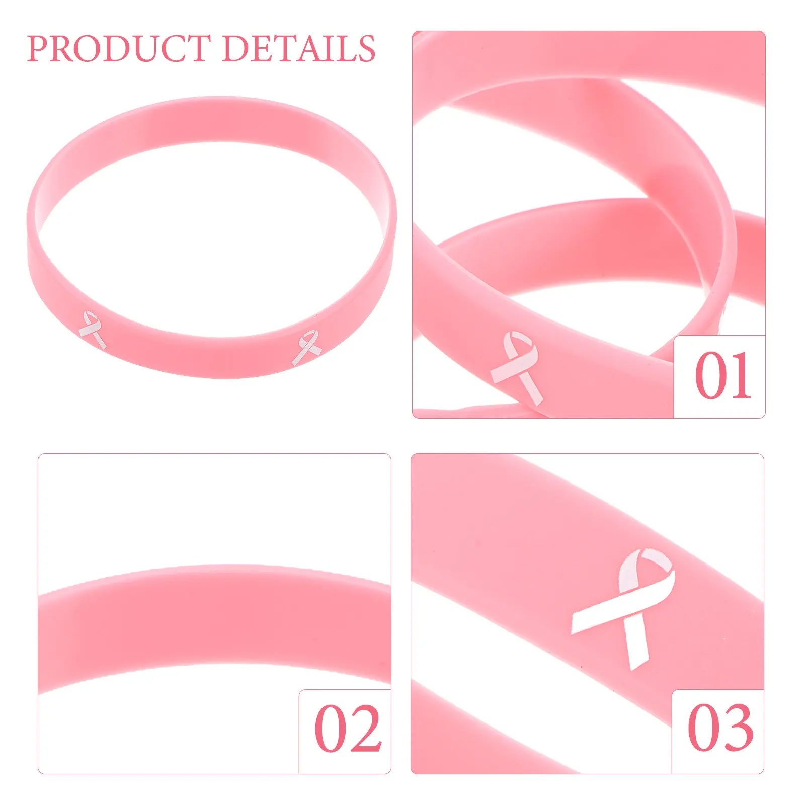 20Pcs Breast Cancer Awareness Pink Silicone Bracelets Lightweight Stylish Wristbands Hand Wristbands Hand Bracelet