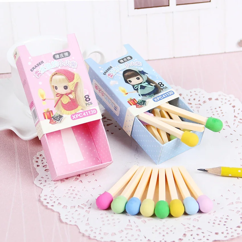 8 Stks/pak Leuke Kawaii Wedstrijden Gum Mooie Gekleurde Gum Voor Kinderen Studenten Kids Creatieve Item Gift