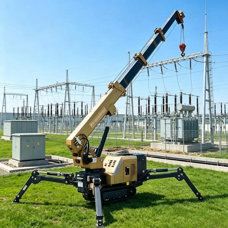 For High Rise Building Construction 1/2/3/5/6Ton Compact Spider Crane with Fly Jib and Diesel Engine Power