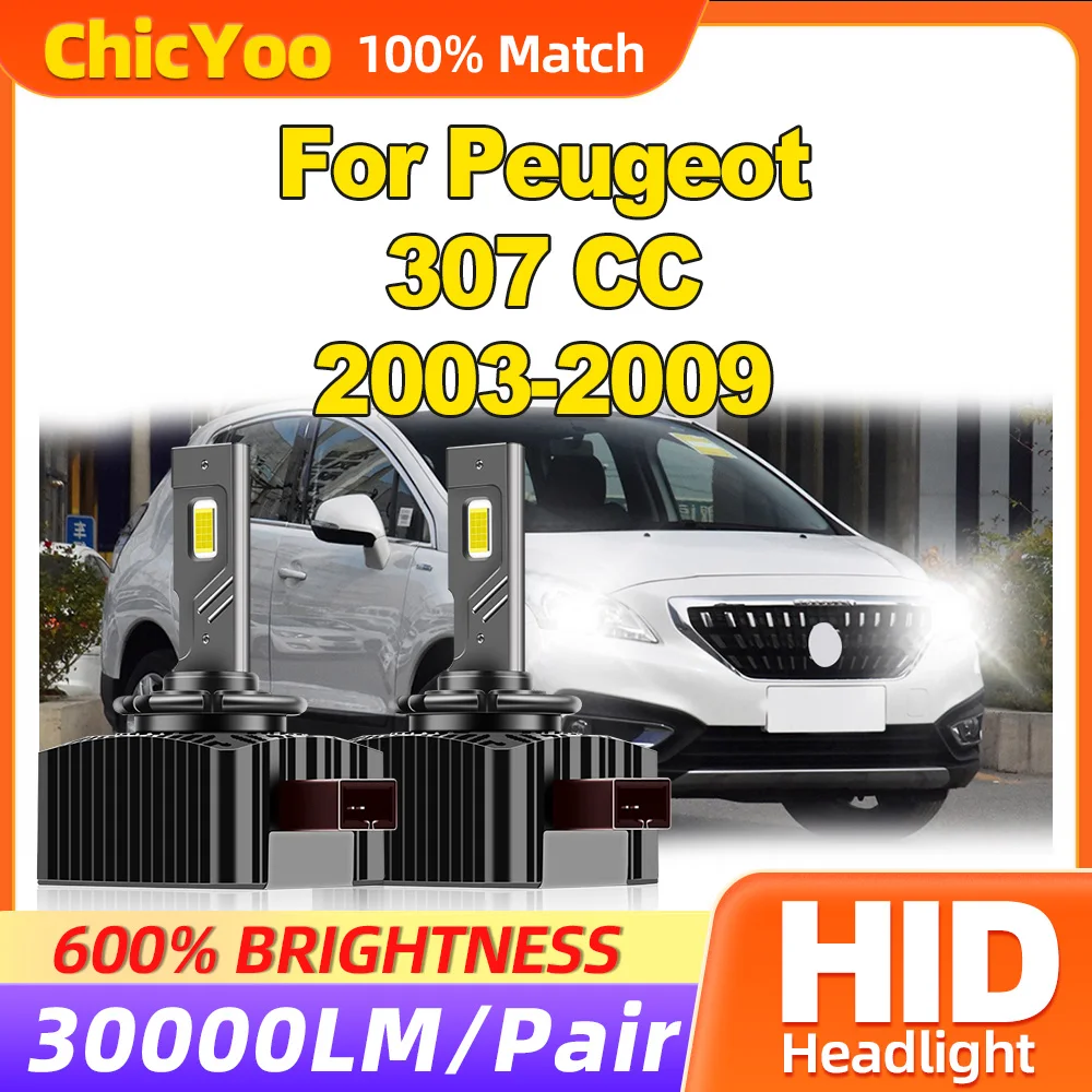 

12V HID Xenon Lights 30000LM Car Lamps 120W Xenon Headlight Bulbs 6000K For Peugeot 307 CC 2003 2004 2005 2006 2007 2008 2009