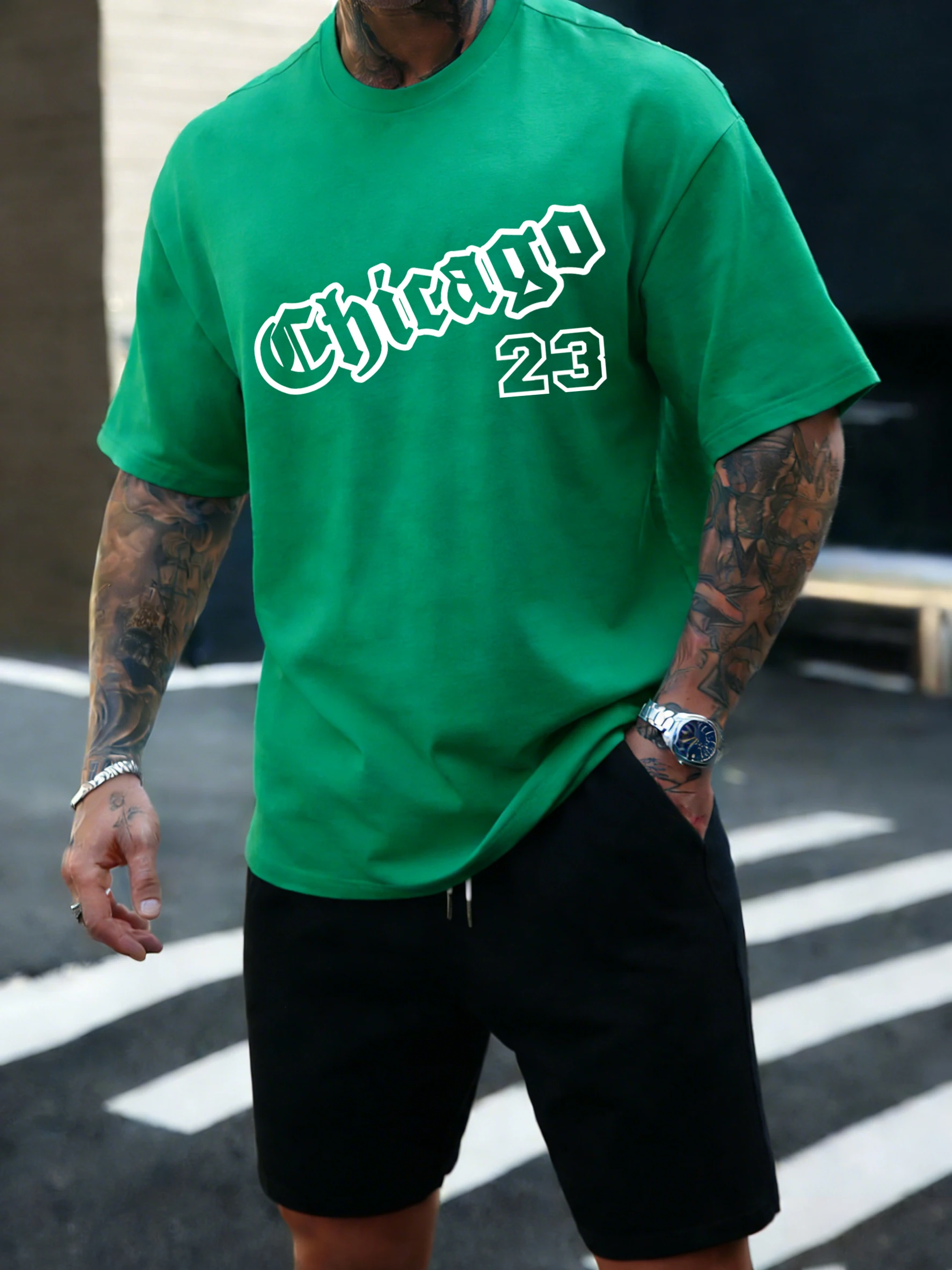 Chicago Nummer 23 Print Herren T-Shirt Trendy O-Ausschnitt Mode T-Shirts Hip Hop Loose Clothing Baumwolle Unisex Vintage Streetwear