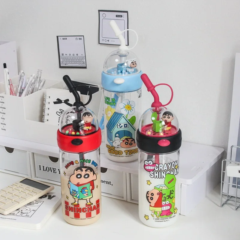 

620ml Anime Crayon Shin-Chan Water Bottle Tritan Material Straw Cup Portable Food Grade Water Cup Leak Proof For Kid Gifts
