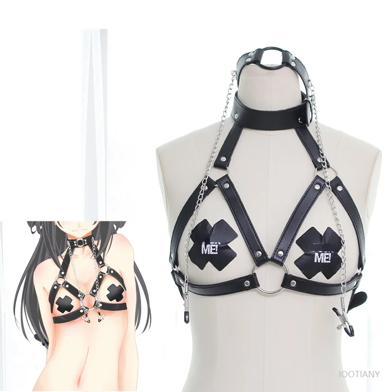 

Sexy Leather Hollow Lingerie Bandage Chain Pajamas Cosplay Costume Anime Cosplay Leather Black Costume Party Club Uniform 2025