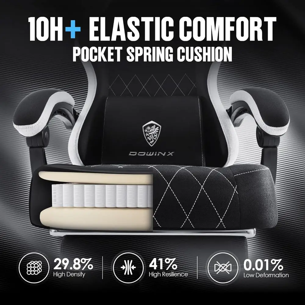 abric Gaming Chair, Ergonomic Computer Chair with ootrest and ket Spring Cushion, Height Adjustable Video Gamer Chair with Lumba - view 4