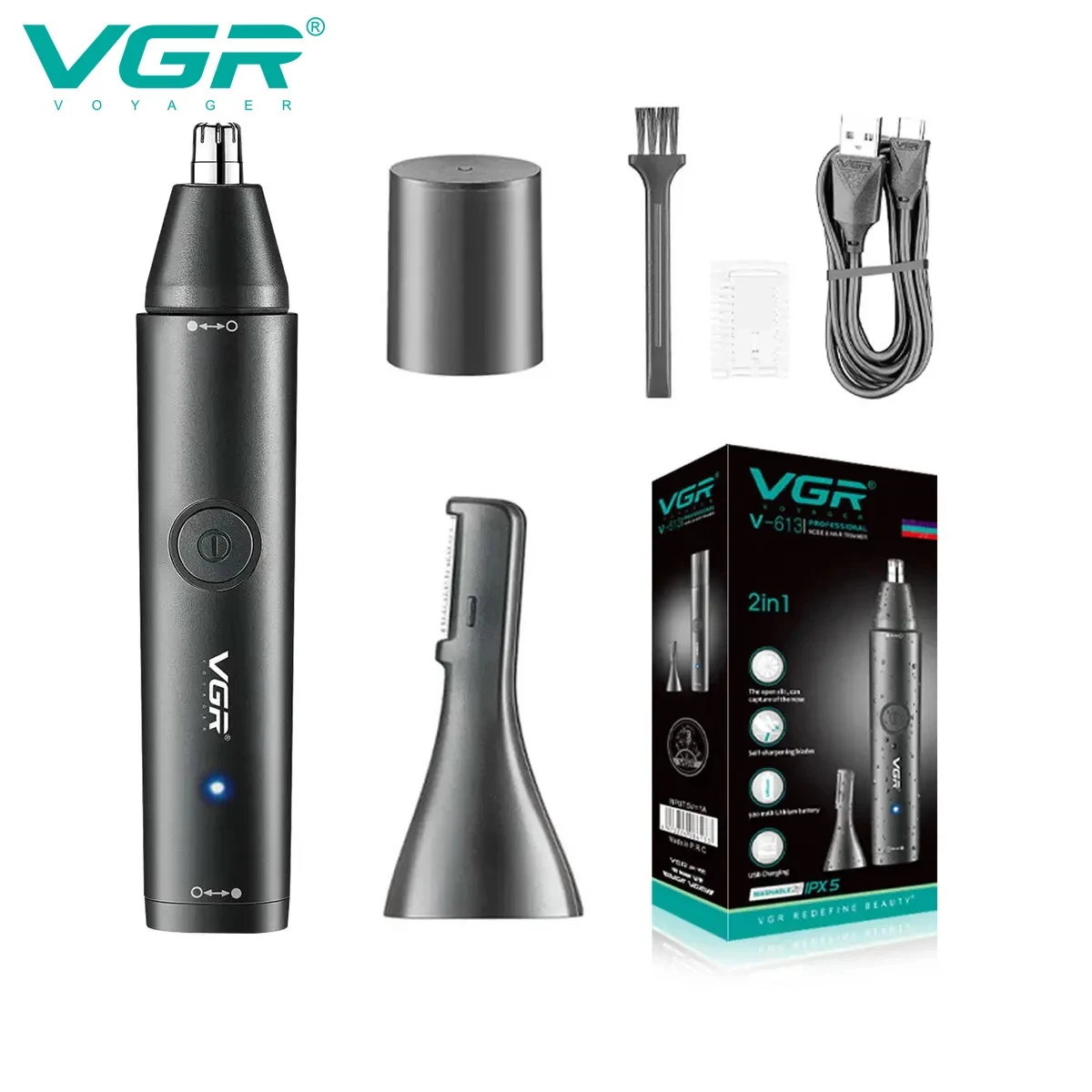 

Удобный набор для стрижки волос VGR 613 USB2-в-1, прецизионный триммер для волос в носу, средство для удаления волос на теле, многофункциональное домашнее использование