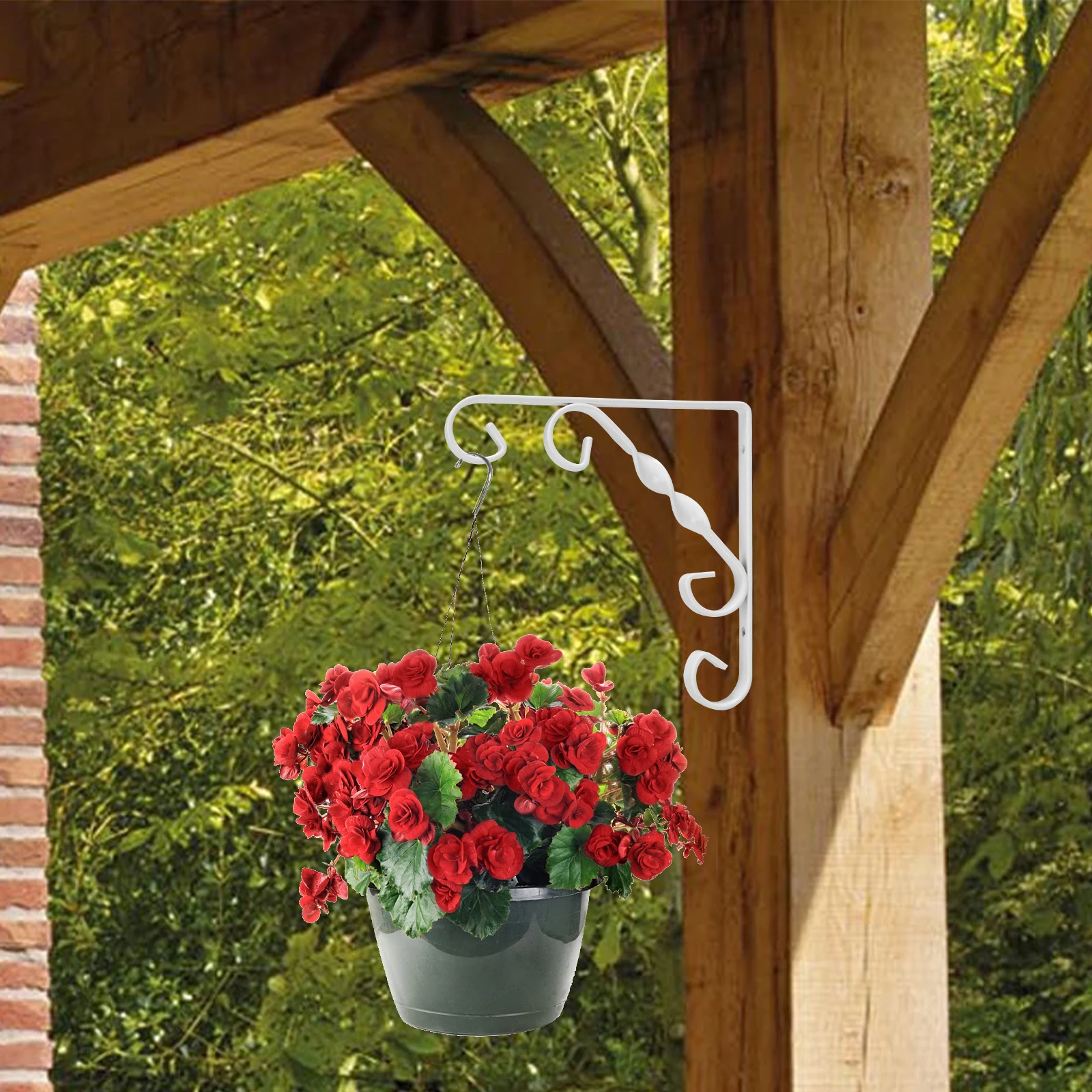 

2 Pcs Brackets Iron Flower Pot Plant for Hanging Basket Stand Flowerpot White Planter