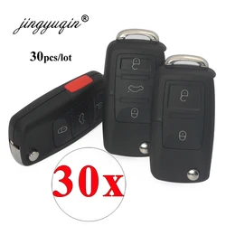 jingyuqin 30pcs 2 Button Remote Flip Car Key Shell for VW Volkswagen MK4 Bora Golf 4 5 6 Passat Polo Bora Touran Touareg