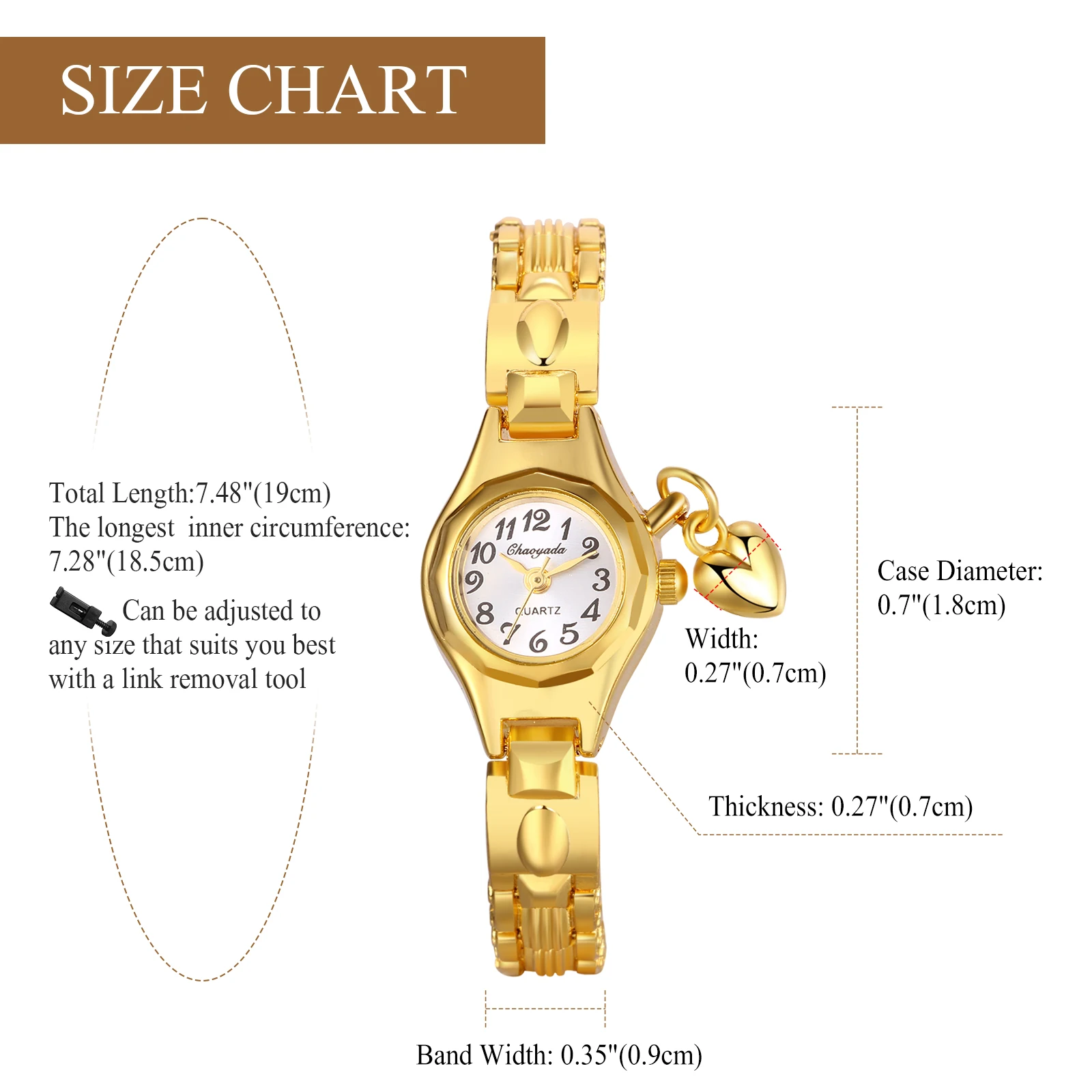 Lancarro squisito orologio da donna in oro orologio da polso analogico impermeabile in acciaio inossidabile orologio con ciondolo a forma di cuore di moda