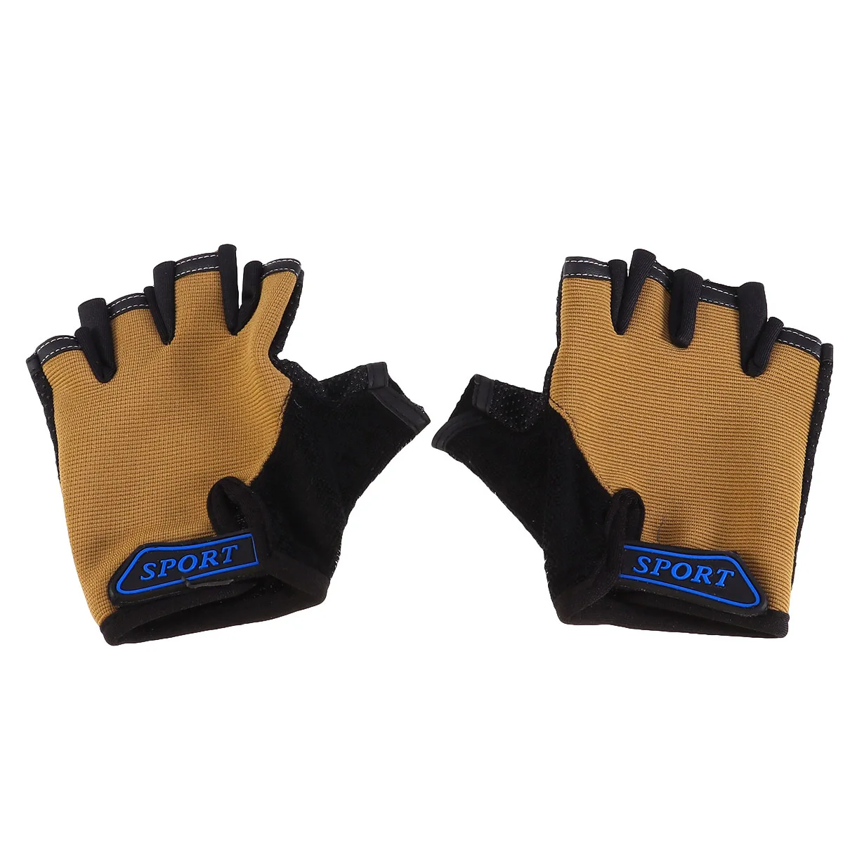 

1Pair Childrens Cycling Gloves Half Finger Design Premium Material Durable Practical Anti Slip Sand Color Half Finger Gloves