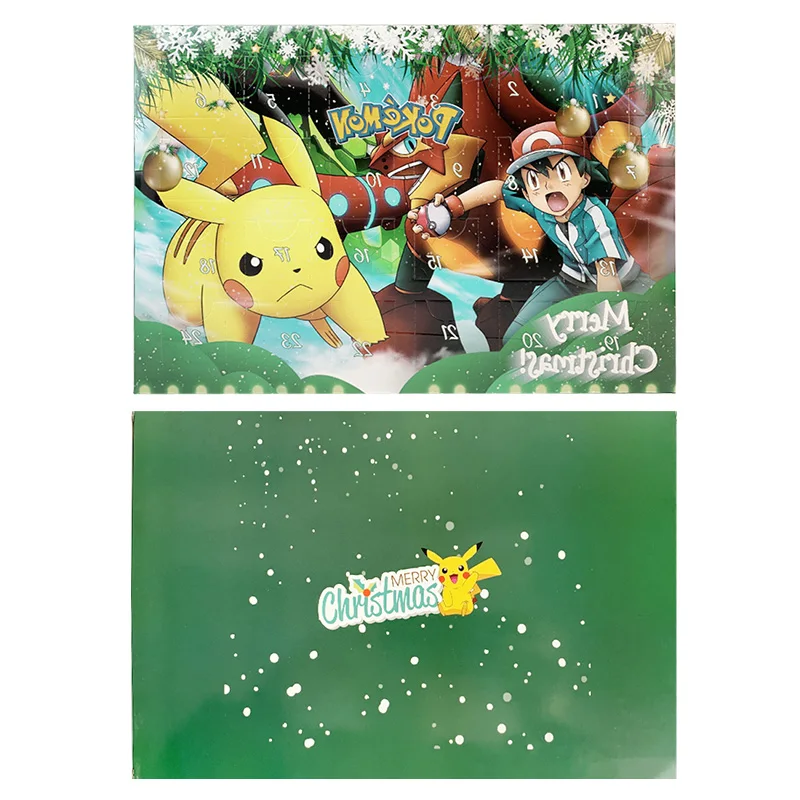 شخصيات لعبة Pokemon Kawaii Pikachu للأطفال ، صندوق فارغ ، تقويم مجيء عيد الميلاد ، أحمر ، أخضر ، أصفر ، هدية عيد الميلاد ، أولاد ، بنات ، فارغة