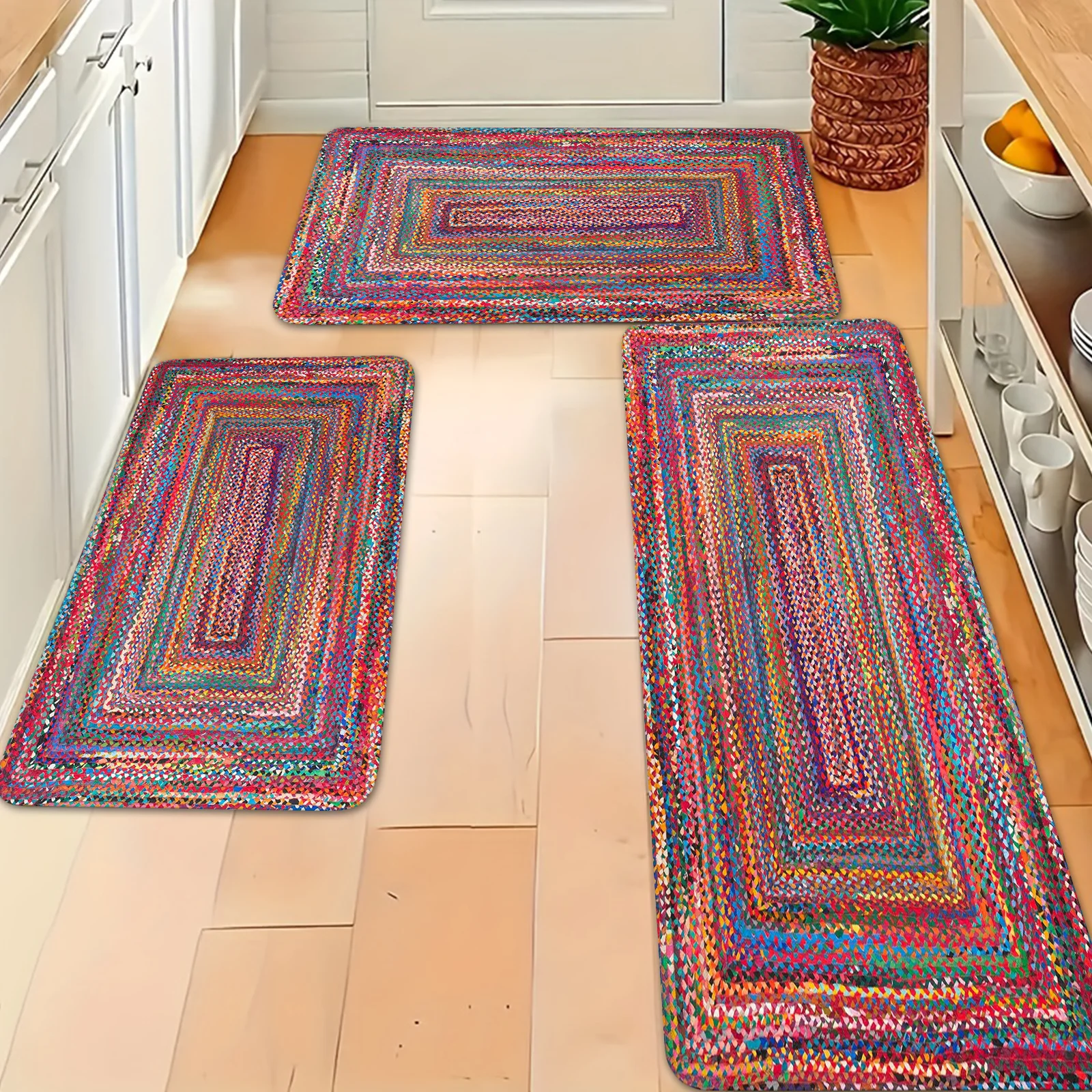 

Crystal like smooth style, with rose anti slip particles at the bottom, beautiful floor mat style suitable for home use
