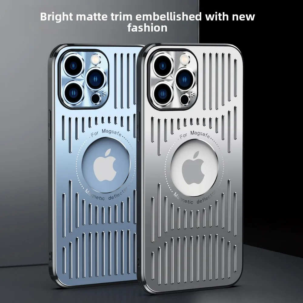 

Металлический магнитный чехол для мобильного телефона IPhone 16ProMax 15Pro 14Plus 13, рассеивание тепла и воздухопроницаемость, универсальный чехол