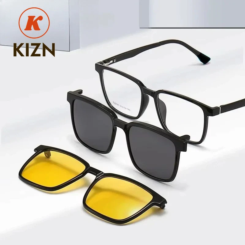 

KIZN клипсы складные магнитные очки высокого качества для мужчин и женщин Tr90 поляризационные солнцезащитные очки для близорукости ночное видение очки для чтения новые