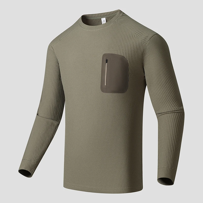 Zipper Pocket Designer Mens Tee Shirts Camisetas Oversize Para Hombres Man Waffle Texture O-neck Quick-dry Breathable T-shirt