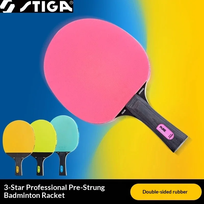 STIGA Table Tennis Racket for Kids Beginners Colorful Professional Ping Pong Paddle All-wood Blade Double-sided Inverted Rubber