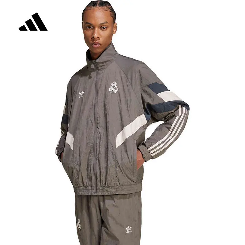 

Adidas Real Madrid Mens Woven Jacket JI9479 Gray Football Windbreaker