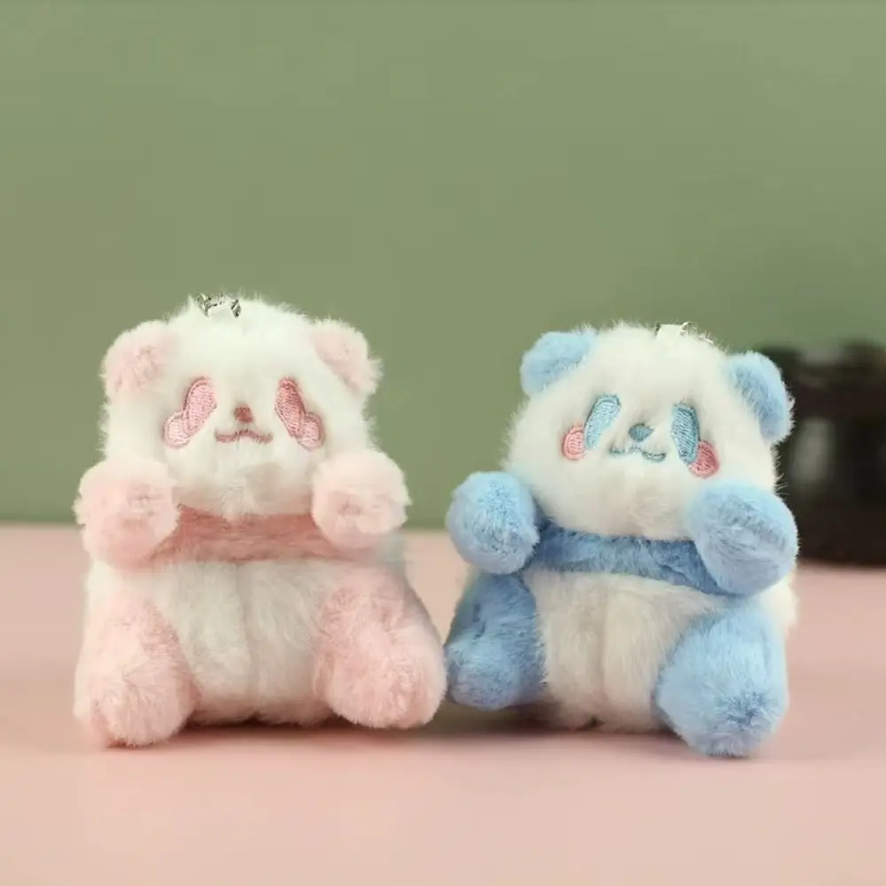 Schoolbags 앉아있는 팬더 모피 열쇠 고리 부드러운 절묘한 작은 팬더 봉제 인형 귀여운 박제 동물 해피 팬더 열쇠 고리 배낭