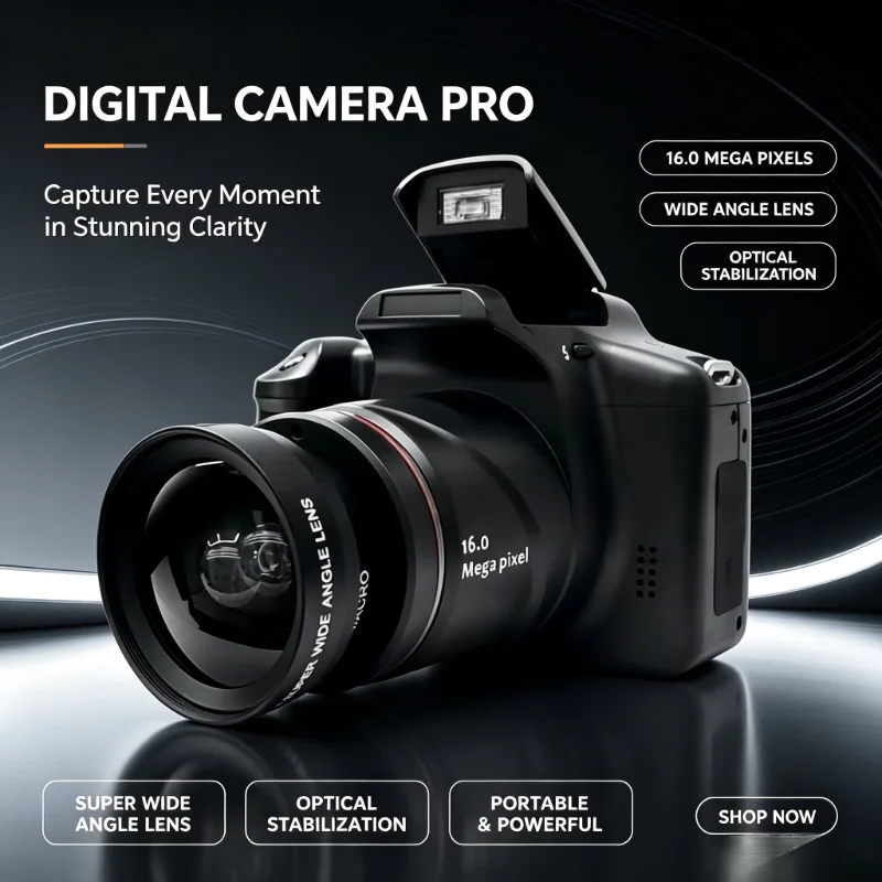 Professional Beginner Photography Camera SLR Digital Camcorder Portable Handheld 16X Digital Zoom 16MP HD Output Selfie Camera