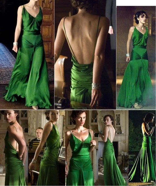 Keira Knightley Emerald Green Evening Gown In Atonement Silk Chiffon Vintage Sexy Spaghetti Backless Pleated Prom Dress Prom Dresses AliExpress