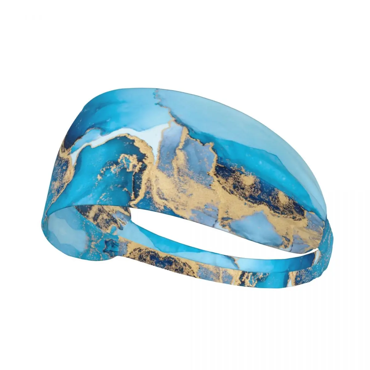 Banda para el sudor con patrón de mármol para hombre y mujer, diadema deportiva de lujo con textura abstracta azul personalizada, absorbe la humedad, para fútbol