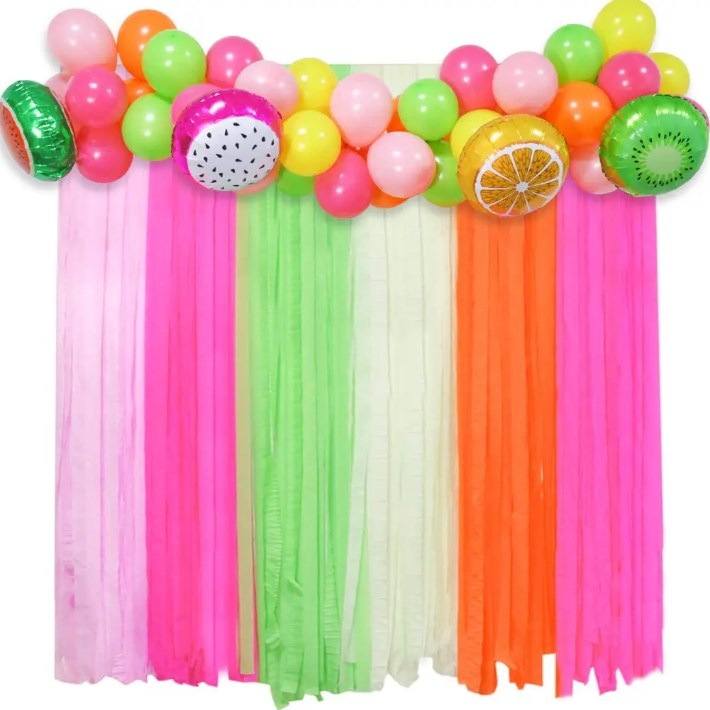 1 Set Tutti Frutti Theme Party Decorations Colorful Balloons Arch Garland Kit Fruit Foil Balloon Summer Tropical Birthday Decor image 3