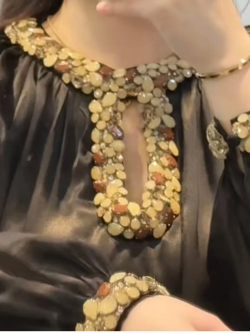 Francês sle redondo ne renda sve Thiened longo sve overhead oco para fora topo para mulheres jovens primavera 2026 ajuste solto